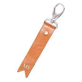 Personalised leather key ring Solier SA28 camel