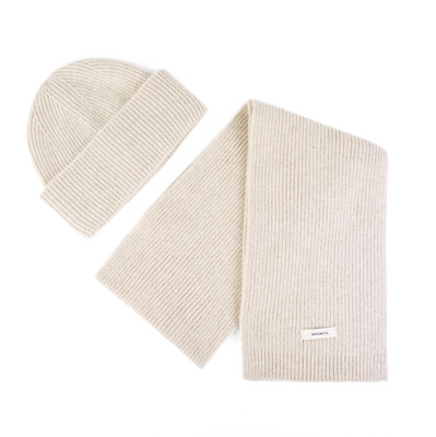 Ciepły wełniany szalik 100% wełny FJORD jasny beż