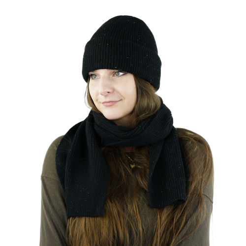 Ciepły wełniany szalik 100% wełny NORDIS czarny