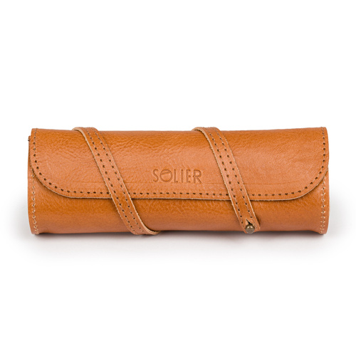 Leather pencil case Solier SA52 camel