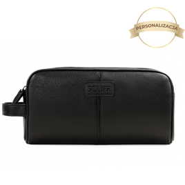 Personlised genuine leather men's beauty bag