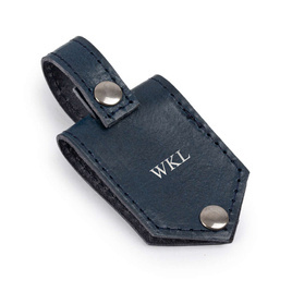 Personalised leather key ring Solier SA60 navy