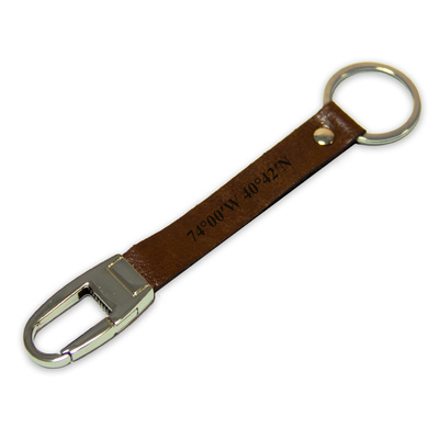 Personalised leather key ring Solier SA32 brown vintage