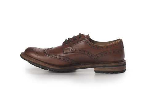 Genuine leather elegant Brogue Shoes Goodyear Welted brown