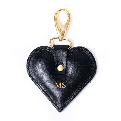 Personalised leather key ring Solier SA26 black