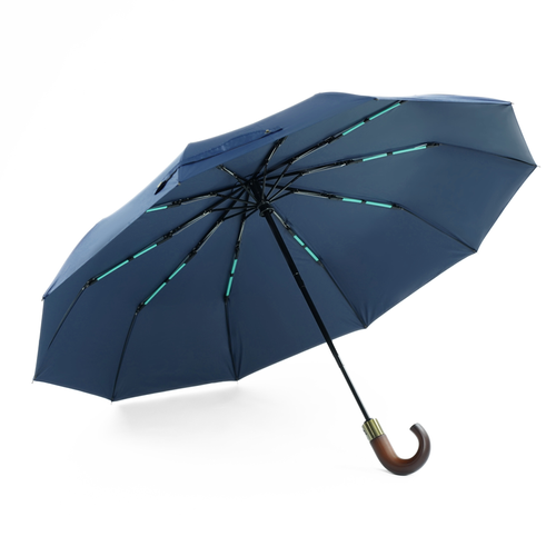 Składany mały parasol z odblaskowymi elementami - granatowy