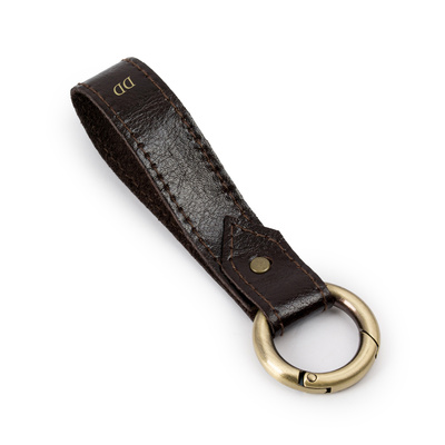 Personalised leather key ring Solier SA63 dark brown