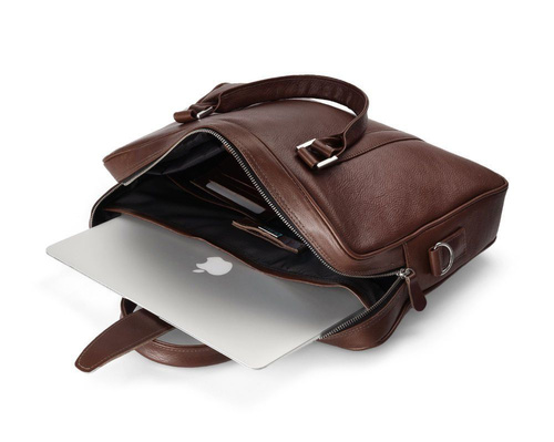 Vegetable tanned laptop bag Solier SL25 Harvey dark brown