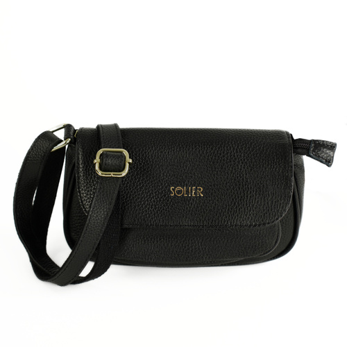 Genuine leather woman's laptop bag FL25 black with snake pattern