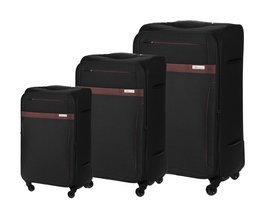 Soft luggage set Solier STL1316 black-brown