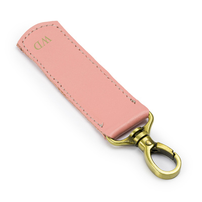 Personalised leather key ring Solier SA62 pink