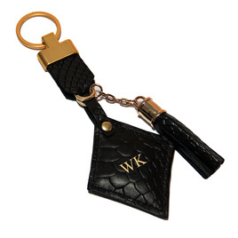 Personalised leather key ring Solier SA31 black snake