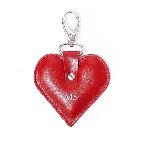 Personalised leather key ring Solier SA26 red