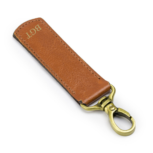 Personalised leather key ring Solier SA62 camel