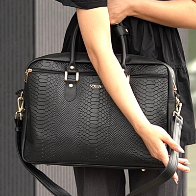 Genuine leather women's laptop bag Marina black