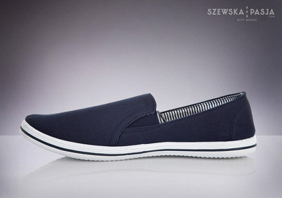 Męskie wsuwane tenisówki slip on - błękit i biel