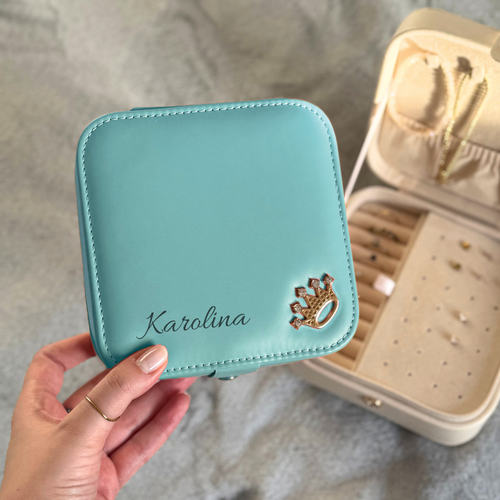 Personalizowana duża szkatułka na biżuterię - zielona