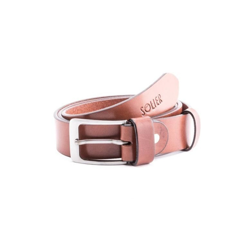 Elegant light brown leather belt SOLIER SB10