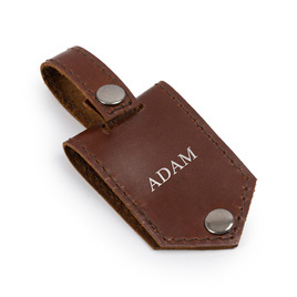 Personalised leather key ring Solier SA60 brown