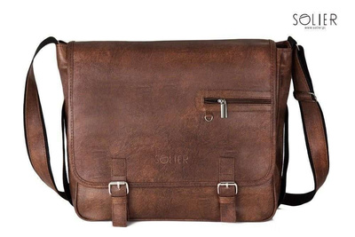 Light brown shoulder laptop bag Solier S12