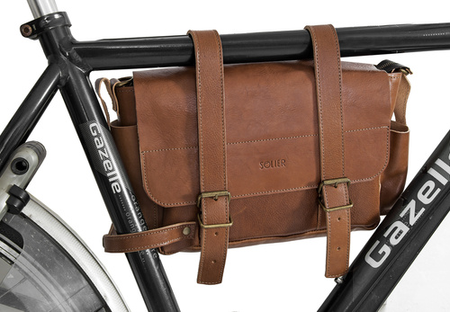 Genuine leather bicycle bag Assen SR02 dark brown