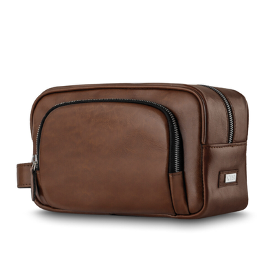 Elegancka skórzana kosmetyczka SK04 Solier brązowa vintage