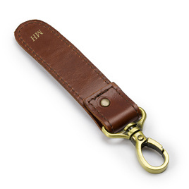 Personalised leather key ring Solier SA64 brown