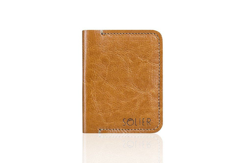 Slim leather men's wallet SOLIER SW11 SLIM LIGHT BROWN