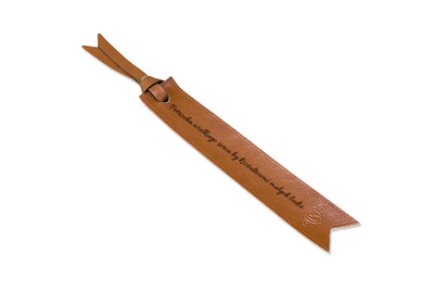 Personalized leather bookmark light brown