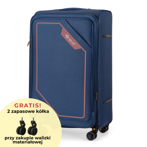 Duża walizka miękka L 26'' SOLIER SOFTFLEX 2240 granatowo-brązowa