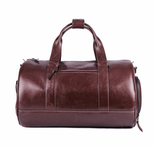 GENUINE LEATHER MEN'S WEEKEND BAG SL19 BRANDON MAROON