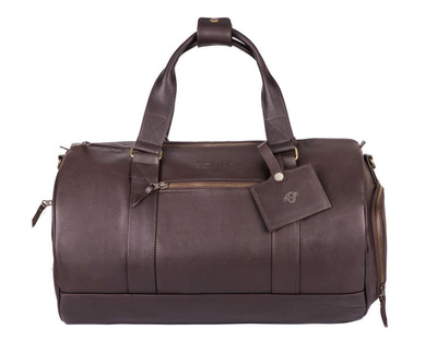 GENUINE LEATHER MEN'S WEEKEND BAG SL19 BRANDON BROWN