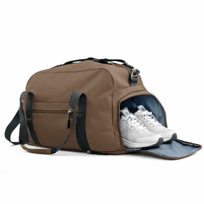 Materiałowa sportowa torba na trening SM06 Moira - brązowa