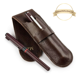 PERSONALIZOWANE SKÓRZANE ETUI NA PIÓRO/PIÓRNIK SOLIER SA14 CIEMNY BRĄZ