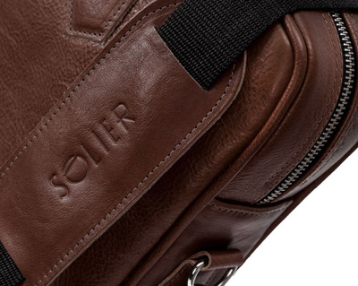 Genuine leather laptop bag Solier SL22 Kingston dark brown