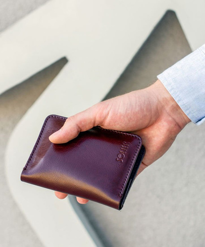 Slim leather men's wallet with coin holder SOLIER SW15 SLIM BROWN