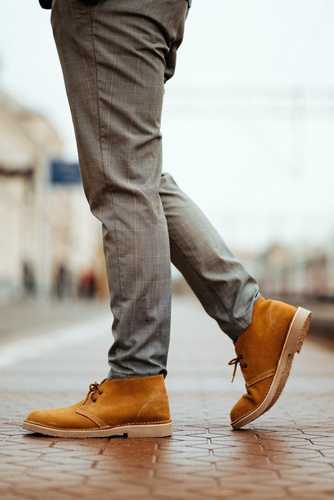 Men's stylish leather Chukka shoes boots red M467DS