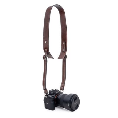 Personalised camera neck strap straight SA49 brown vintage