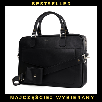 Damska skórzana torba na laptopa FL25 czarna