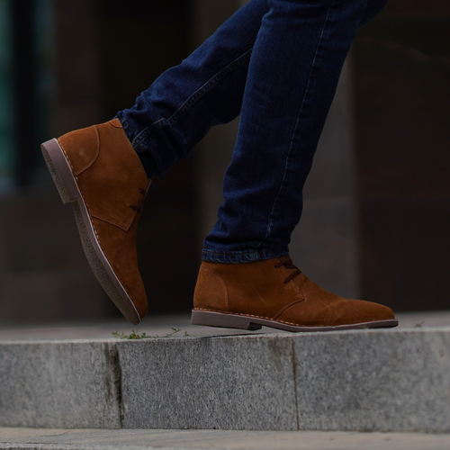 Men's stylish leather Chukka shoes / boots dark brown M467DBS