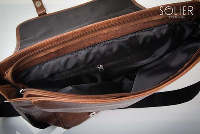 Light brown shoulder laptop bag Solier S12