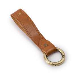 Personalised leather key ring Solier SA63 vintage brown vegetable tanned leather