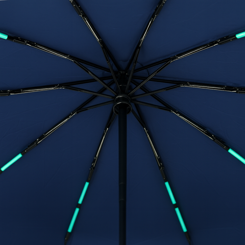 Składany mały parasol z odblaskowymi elementami - granatowy