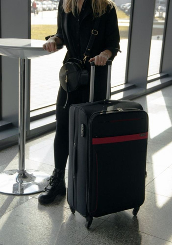 Large soft luggage L Solier STL1316 black-red