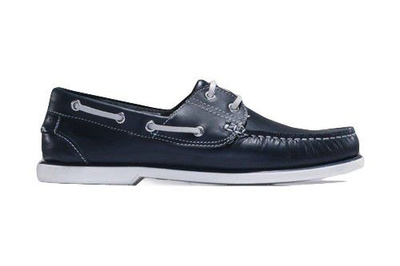 Genuine leather men's navy moccasins boat shoes