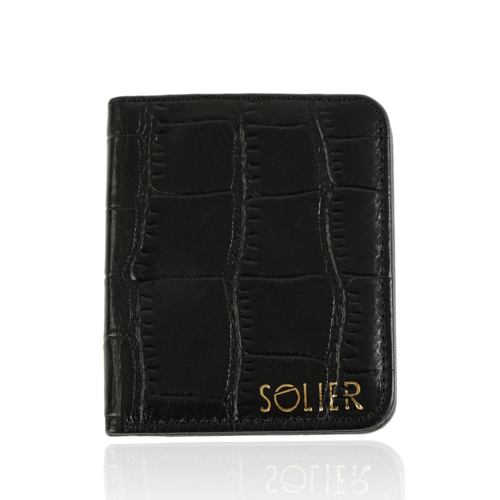 Skórzany elegancki portfel damski Solier SW51 czarny