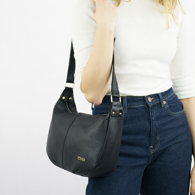 Genuine leather woman's laptop bag FL25 black with snake pattern