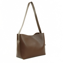 Skórzana torba damska shopper z klamrą i regulowanym paskiem Solier FL40 Ellise ciemny brąz