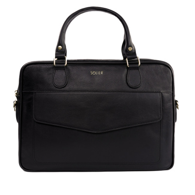 Genuine leather woman's laptop bag FL25 black with snake pattern
