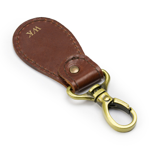 Personalised leather key ring Solier SA59 brown